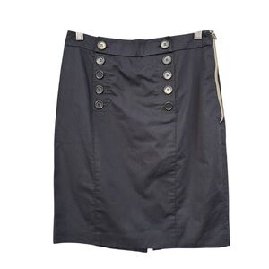 Ann Taylor Petite Navy Pencil Skirt Button Front Size 6P